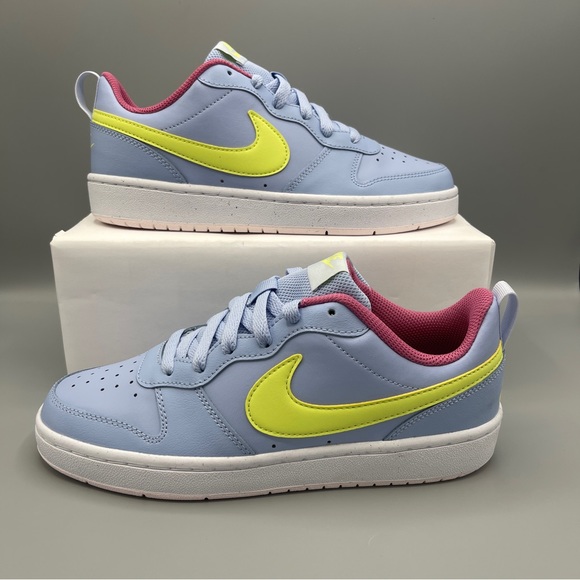Nike Court Borough 2 Low -6.5Y Cobalt Bliss and Light Lemon Twist Women's Size 8 - Picture 12 of 14